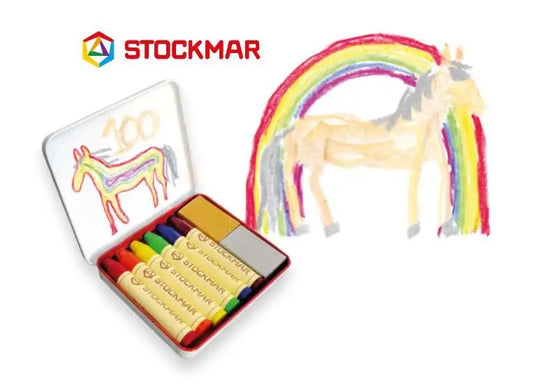 Stockmar Regenboogeditie - assortiment - 6 waskrijtjes en 2 wasblokjes