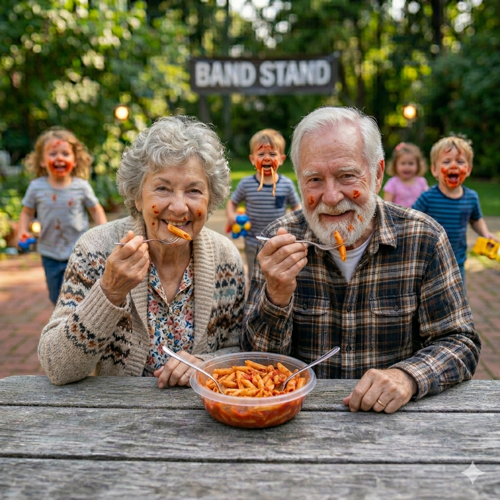 Oma en Opa met Penne Spaghetti