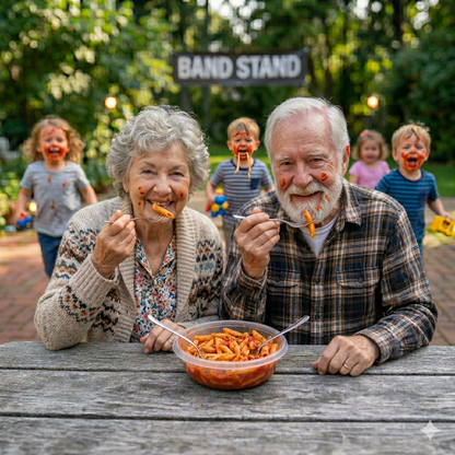 Oma en Opa met Penne Spaghetti