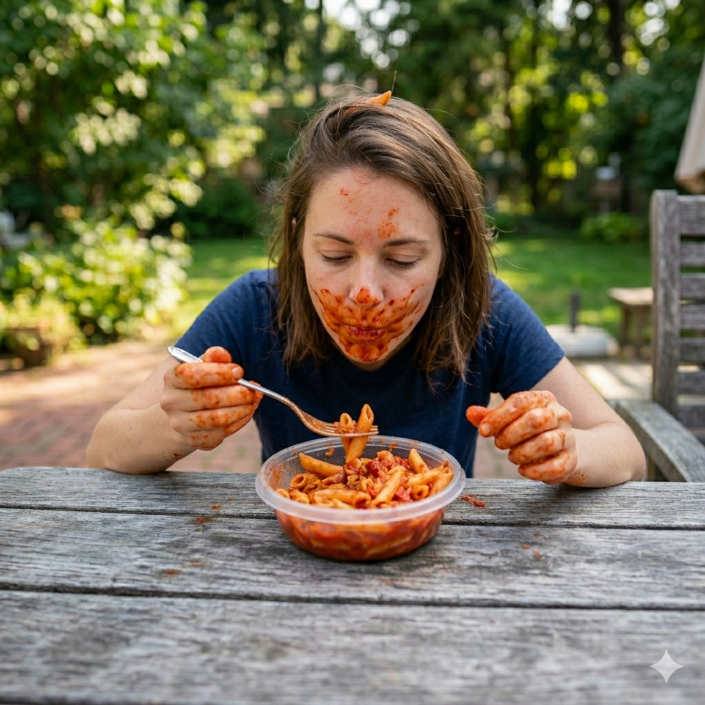 Vrouw met Penne Spaghetti